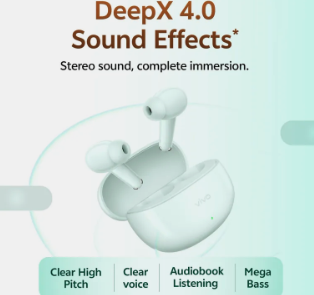 [New Launch]  vivo Buds, 50Hrs Playback, Spatial Audio, Dual-Mic AI ENC, Dual-Device Pairing Bluetooth Headset