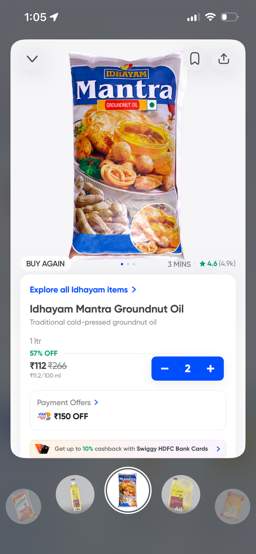 Ground nut oil @112 for 1L