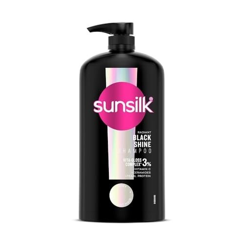 Sunsilk Stunning Black Shine Shampoo 1 L|| With Amla + Oil & Pearl Protein|| Gives Shiny|| Moisturised and Fuller Hair - Paraben Free