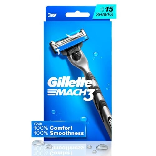 Gillette Mach 3, Shaving Razor For Men | Most Comfortable Shave | 3D Blade Technology | Metal Handle For Superior Grip