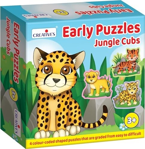 Creative's Early Puzzles Jungle Cubs | Jigsaw Puzzles in 3,4,5 & 6 pcs | Big Cats Babies | Early Puzzles Series | Educational & Learning Jigsaw Puzzles | Self-Correcting for Ages 3 Year & up