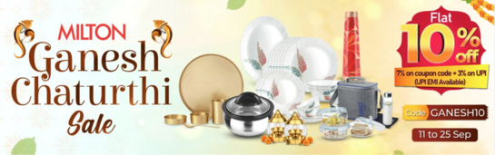 Ganesh Chaturthi Sale | Flat 10% Off [ 7% on Coupon Code + 3% on UPI]
