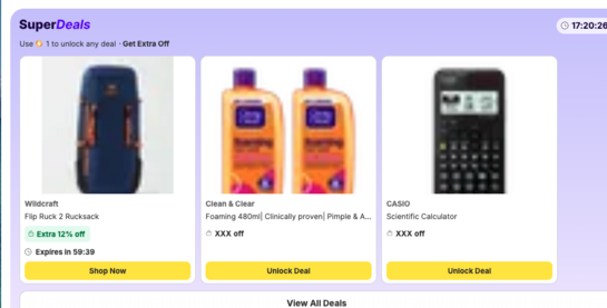 Unlock  extra discount  in superdeals using supercoins