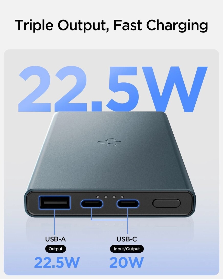 Spigen 10000 mAh 22.5 W Power Bank (Navy Blue, Lithium Polymer, F...more