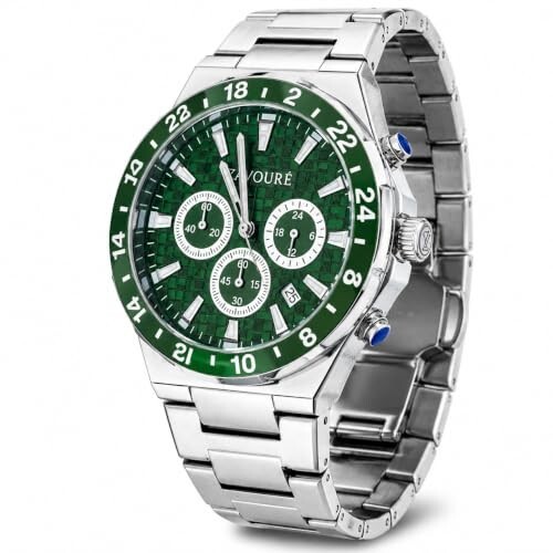 Men's Chronograph Watch, Black, Round Dial, Stainless Steel