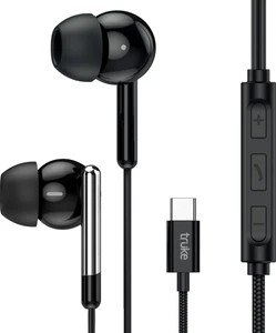 truke Bass H1 Wired Earphones w/ Type-C Jack, Rich Bass, 13mm Drivers, Smart Controls Wired Headset (Black, In the Ear)