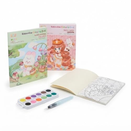 Crackles for Beginner Watercolor Book - Painting Set | Painting Set – DIY Coloring Note-Book with Watercolor Princess & Rabbit Designs - (Pack of 2)
