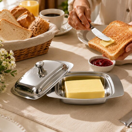Butter Dish with Lid | Stainless Steel Butter Box & Butter Container
