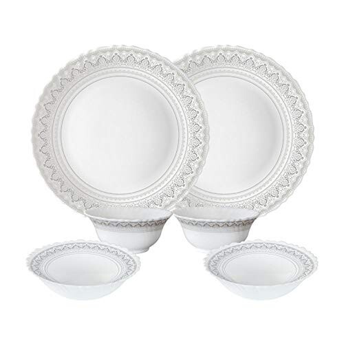 Larah by Borosil Classic Opalware Dinner Set, 6 -Piece, White