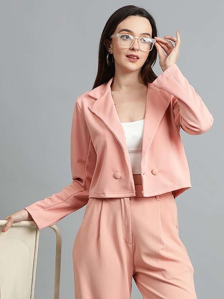 KOTTY Women's Relaxed Fit Lapel Collar Full Sleeve Casual Blazer
