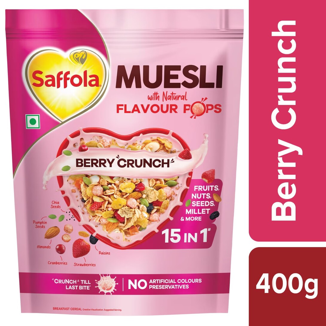 Buy Saffola Berry Crunch with Natural Flavour Pops Muesli 400 g ,hyperlocal