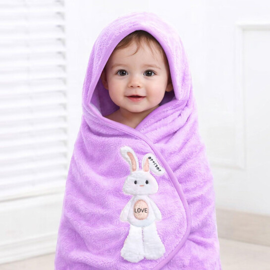 MAXOSHINE Microfiber Kids Bath Towels Quick Dry Super Absorbent Super Soft Bath Towel for Babies Toddler-Baby Towel for Boys and Girls (1, Purple) 