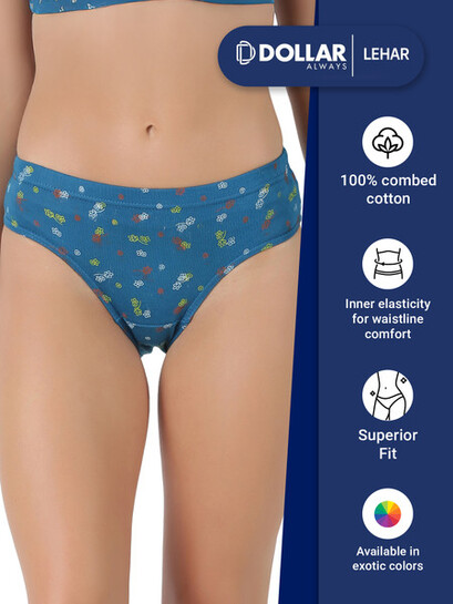 Dollar MLHPT-01P-PO5-ASST1 Pack of 5 (Size XL) Lehar  100 % Combed Cotton Fabric Mid-Rise Multicolor Hipsters 