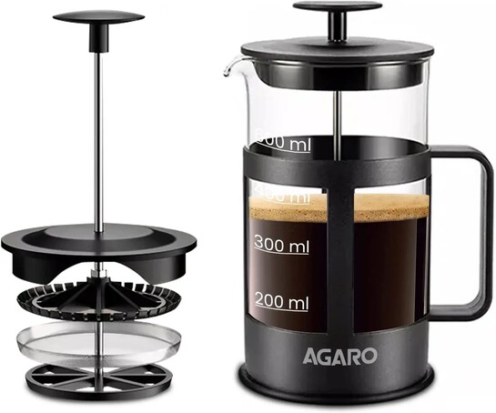 AGARO Delite French Press Coffee And Tea Maker, 4 Cups Coffee Maker (Black)