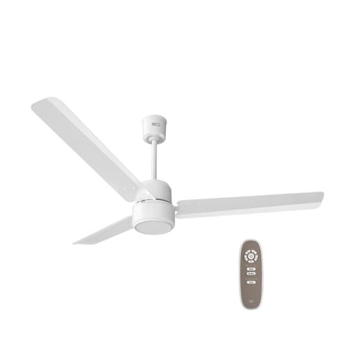 Havells REO BLDC 1200MM 5 Star Rated Ceiling Fan| Air Flow: 220 CMM| Speed: 350 RPM|Watt: 33W| Reverse Rotation Mode(Unnovate, Elegant White)