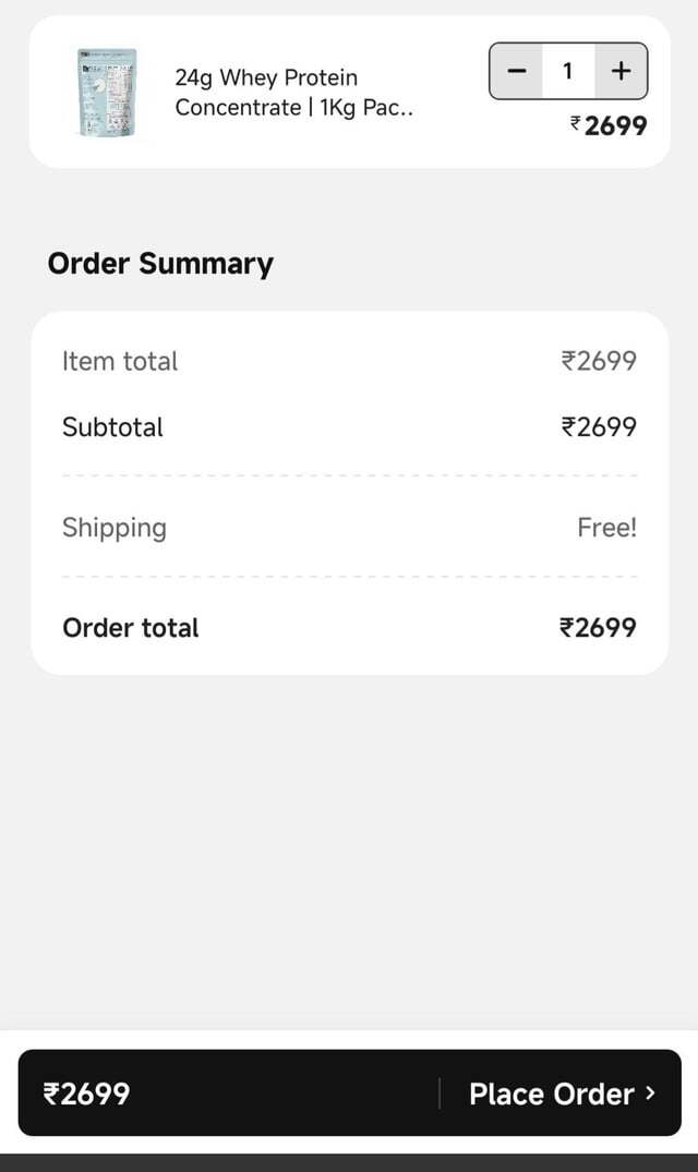 Only what's needed Protein at 2699 rs ( app)