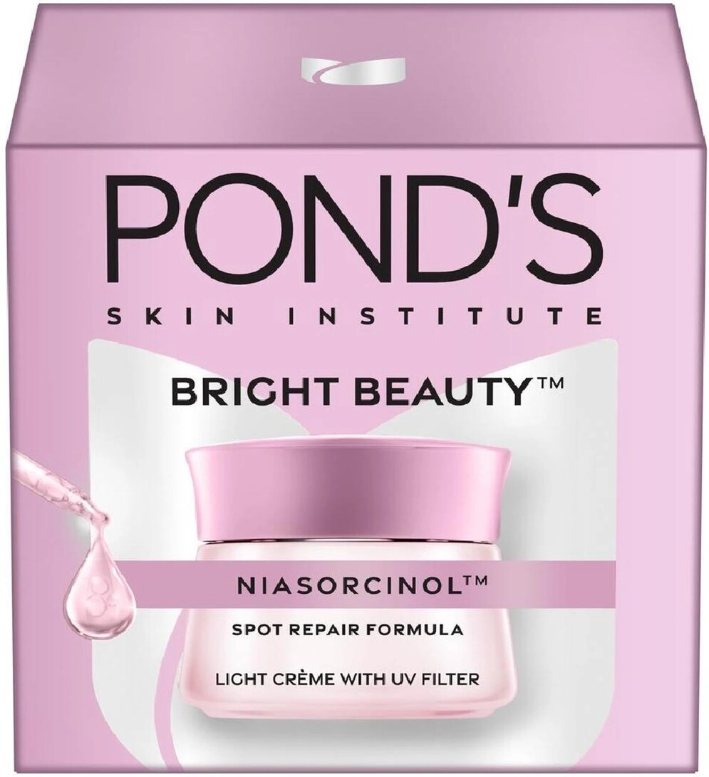 POND's Bright Beauty Light Cream with UV Filter, Niasorcinol, Fades Dark Spots, Brightens Skin (50 g)
