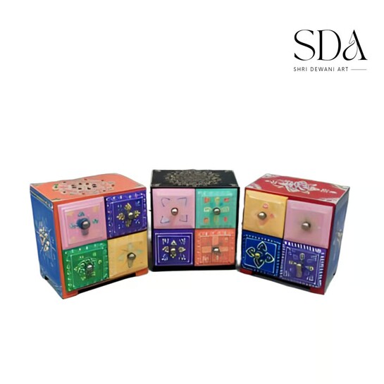 Wooden Ceramic 4-Drawer Box – Stylish Jewellery & Home Decor Organizer  | Great Deal 