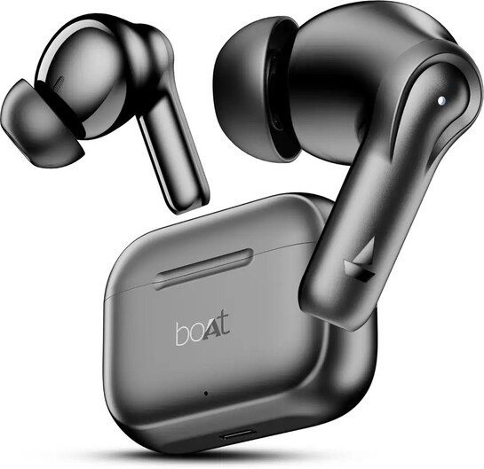 boAt Airdopes 161, Adv 4Mic ENx, 50H Battery,Fast Charge,13mm Driver, Metallic Finish Bluetooth Headset (Carbon Black, True Wireless)