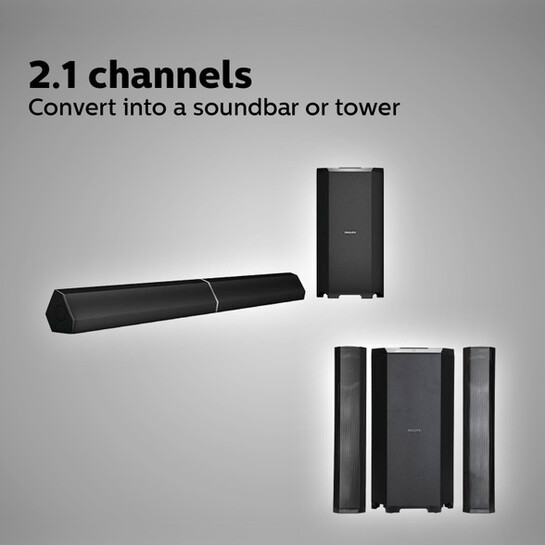 PHILIPS MMS8085B/94 Convertible 80 W Bluetooth Soundbar (Black, 2.1 Channel)