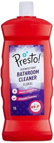 Amazon Brand - Presto! Bathroom Cleaner | Floral | 1 Litre | Suitable For Bathroom Floors, Slabs, Wall Tiles, Sinks, Basins, Stainless Steel Taps & Shower Heads