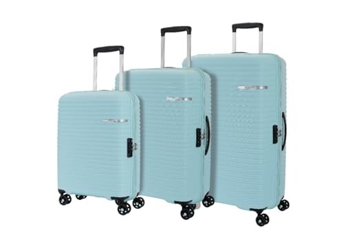 American Tourister Liftoff+ with TSA Lock & 8 Wheel, 3Pc Set (Small +Medium +Large) Hard PP Check-in Suitcase for Travel/Trolley Bag for Travel/Travel Bag with Double Wheel - Spa Blue