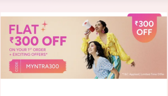 Myntra New User Coupon: FLAT 300 OFF on APP