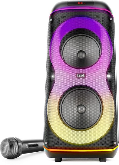 boAt PartyPal 390 Plus,Karaoke Auto-Tuner,UHF Mic,RGB LED,TWS Mode,Guitar Input Port 160 W Bluetooth Speaker