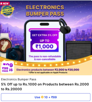 Big Billion days Festive passes-Get discounts using super coins