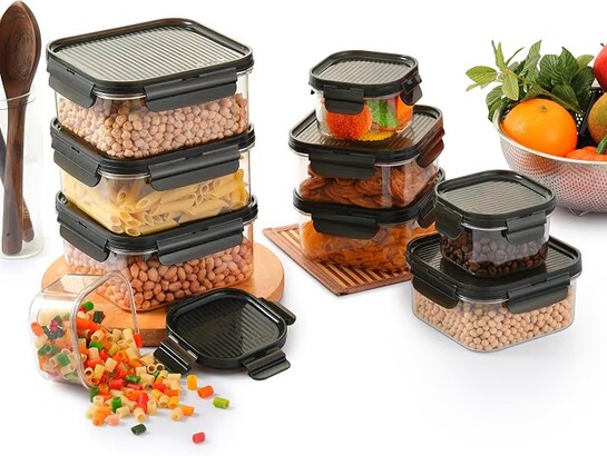 [Expired] CELLO Modulock Pet Storage Container For Kitchen Set of 9 Pcs, Black (1000ml x 3, 600ml x 3, 260ml x 3)