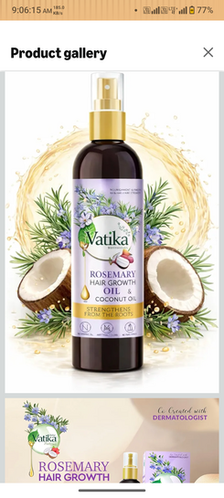 DABUR Vatika Rosemary Hair Growth Oil With Hibiscus & Coconut Oil - 100Ml | Stimulates Hair Growth And Thickness | Reduces Hair Fall | Co-Created With Dermatologist | No Mineral Oil |Animal Test Free