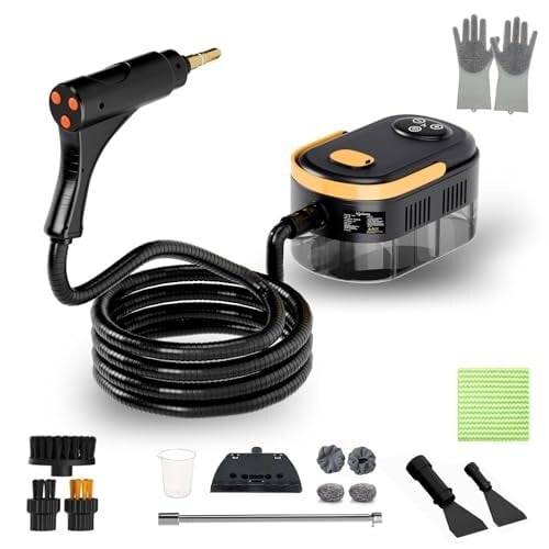 Lifelong Portable Steam Cleaner for Home 1500W | For Kitchen, Bathroom, Floor, Tile, Car, Window & Shoe Cleaner | Removes Stains, Dirt & Grease | 1200 mL Water Tank | Safety Gloves & Multiple Heads