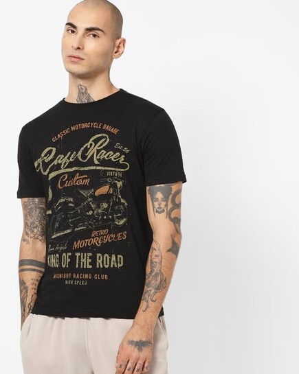 Soft Breathable Cotton Knit, Bold Vintage Graphic Print, Slim-Fit Silhouette & Classic Crew Neck!