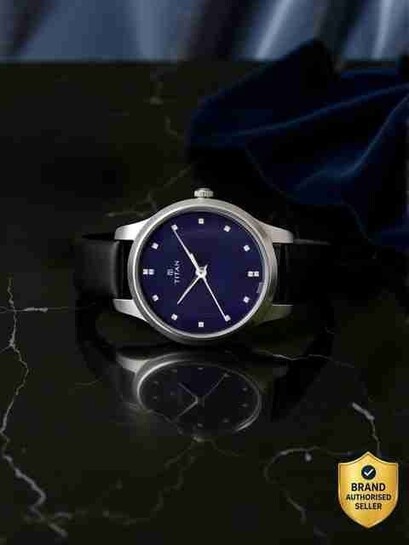 Titan Workwear Minimalist Blue Dial Black LeatherStrap Analog Watch  - For Women NP2481SL08
