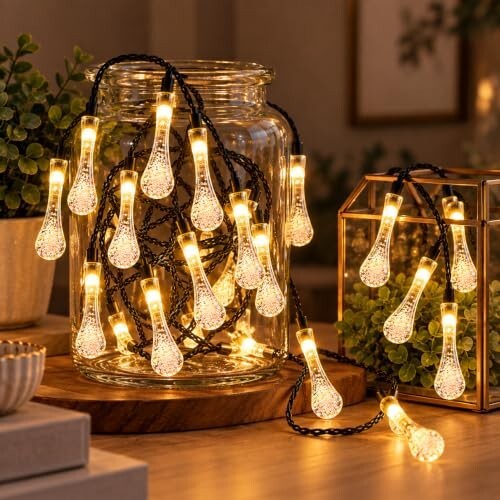 Desidiya Fairy 12 Water LED Drop String Lights 4Mtr String Light for Diwali Decoration Festive Light Fro Decoration for Inddor & Outdoor Balcony, Mandir Decor String Light Warm White