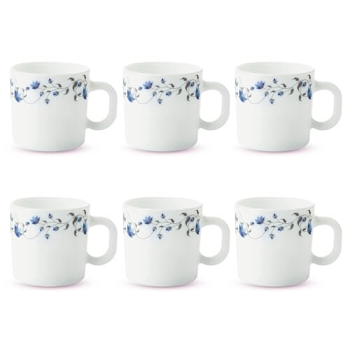 Larah by Borosil Helena Microwave & Dishwasher Safe 6-Piece Opalware Mug Set