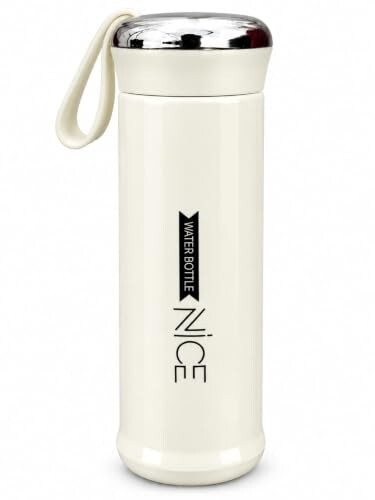 NICE Water Bottle with Glass Inner, 400 ml, Cream