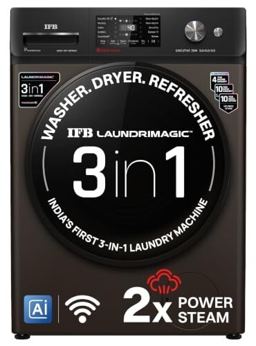 IFB 9/6/3 kg Fully Automatic Washer Dryer Refresher, WiFi & Eco Inverter Motor (WDR Executive ZMN CMS, Mocha)