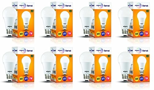 Wipro Garnet 7W LED Bulb for Home & Office |Warm White (2700K) | E27 Base|220 degree Light coverage |4Kv Surge Protection |400V High Voltage Protection |Energy Efficient | Pack of 8