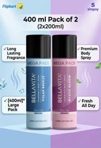 BELLAVITA Polar Breeze & Mystic Bloom Deodorant Combo|2x200ml|Long lasting Fragrance| Deodorant Spray - For Men & Women