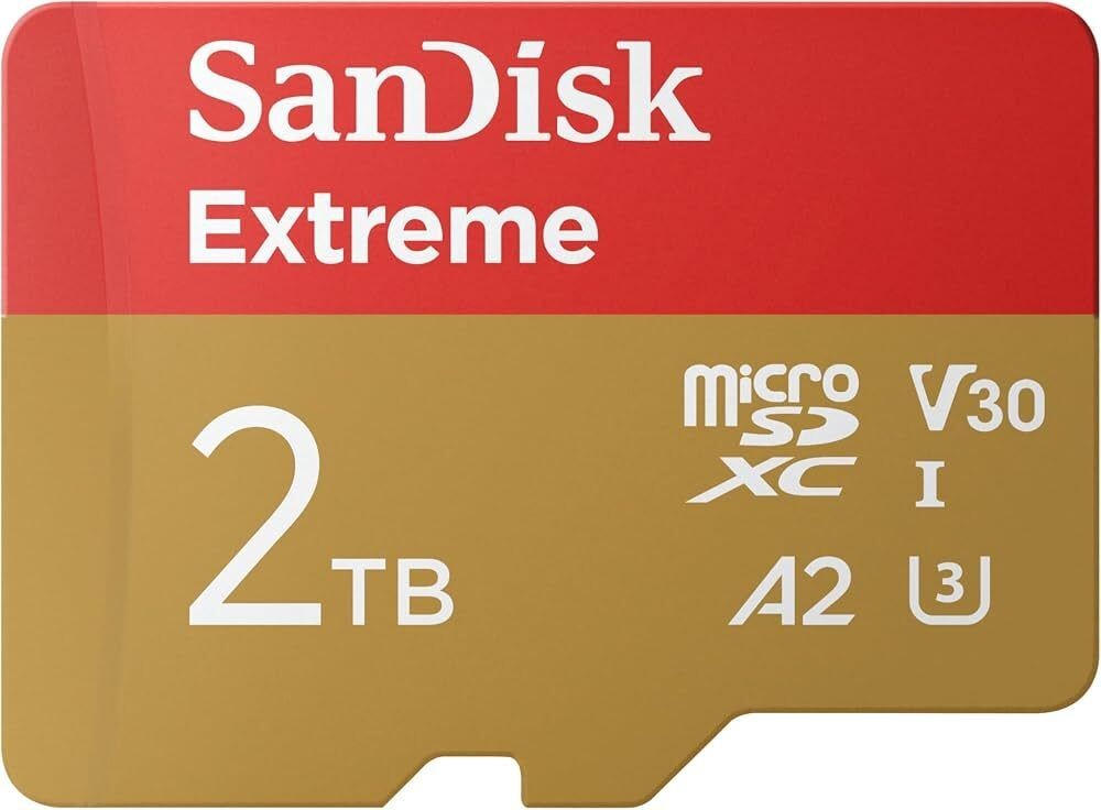 SanDisk Extreme® 2TB microSDXC™ UHS-I, 240MB/s Read, 140MB/s Write Memory Card for 4K Video on Smartphones, Action Cams and Drones