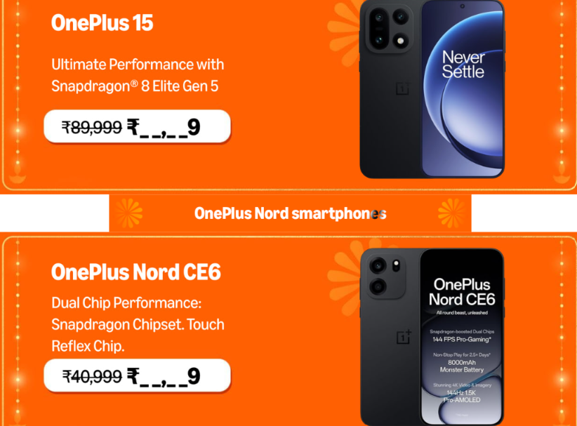 OnePlus Smartphone Deals in Amazon Great Indian Festival Sale