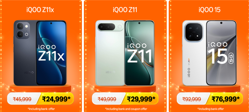 Amazon Great Indian Festival Sale Mobile Offers on iQOO Smartphones