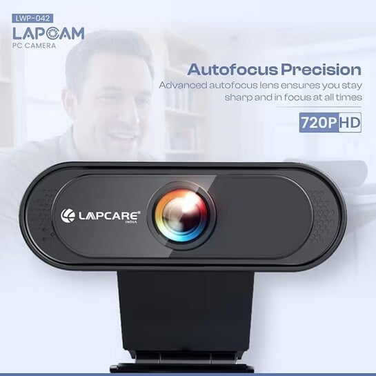 LAPCARE Lapcam HD 720P Webcam with Noise Isolated Microphone