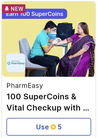 Pharmeasy- 100 supercoin back on vital checkup valid for all users