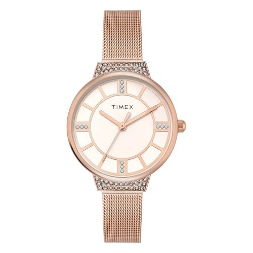 TIMEX Rose Gold Round Dial Analog Women's Watch - TWEL22402