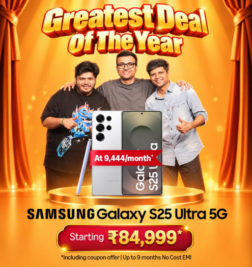 Samsung Galaxy S25 Ultra 5G AI Smartphone (Titanium Whitesilver, 12GB RAM, 256GB Storage)