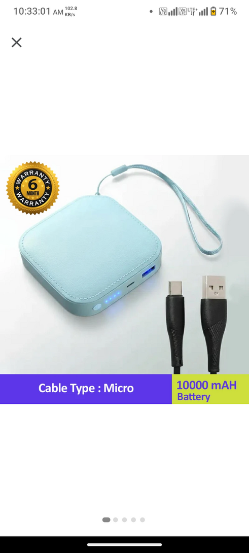 AMYTEL 10000 mAh Power Bank (15 W, Power Delivery 2.0, Quick Charge 2.0)