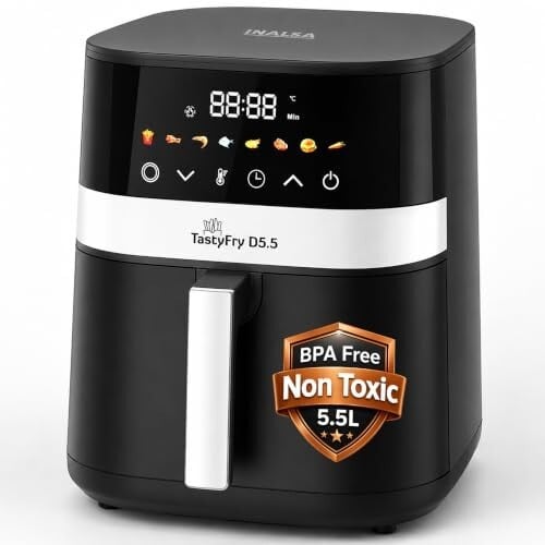 INALSA Air Fryer,5.5L,1400W,AirCrisp Tech,Non-Toxic,TastyFry D5.5