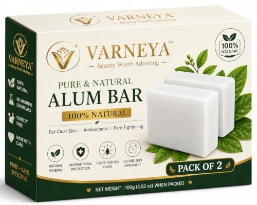 Naturals Pure Alum Bar 100g | Potash Alum (Fitkari) | 100% Natural Crystal Alum | Premium Quality | Ideal for Shaving, Skincare & Traditional Use (Pack OF 2)